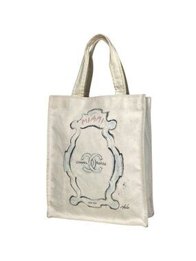 Chanel CC Logo Tote Kuru Zline Canvas White